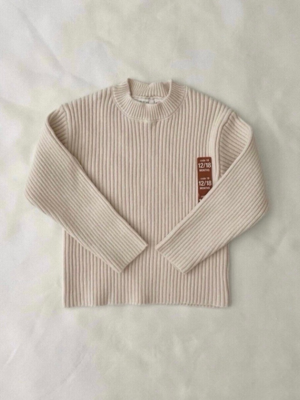Girls Cream Ribbed Knit Sweater